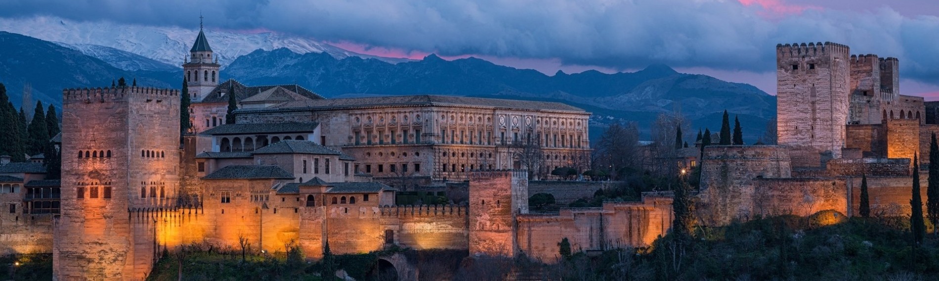 Alhambra in Granada by night